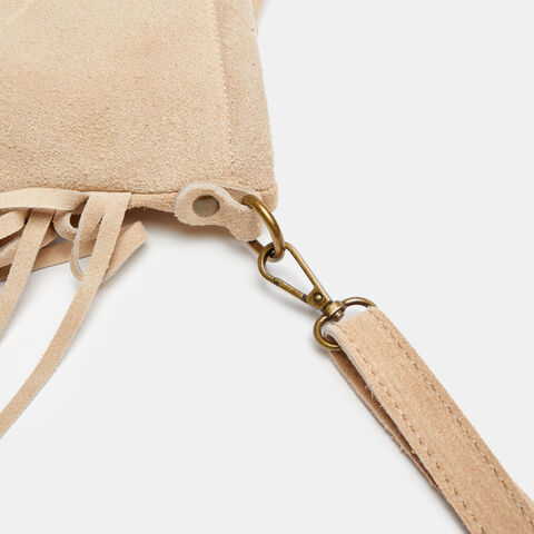 Bolso Con Flecos, Beige Bolso Con Flecos, Beige